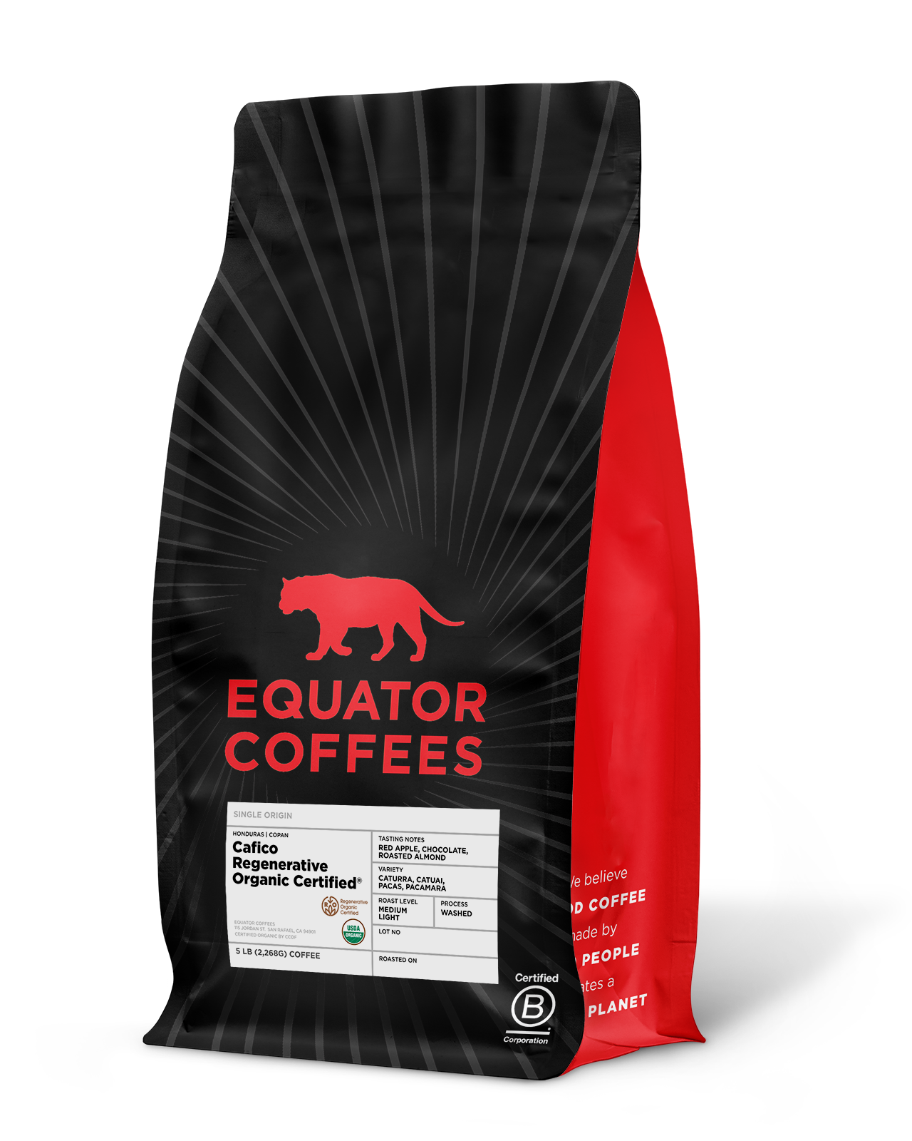 Honduras Cafico Regenerative Organic Certified | 5lb bag of whole bean coffee | Equator Coffees