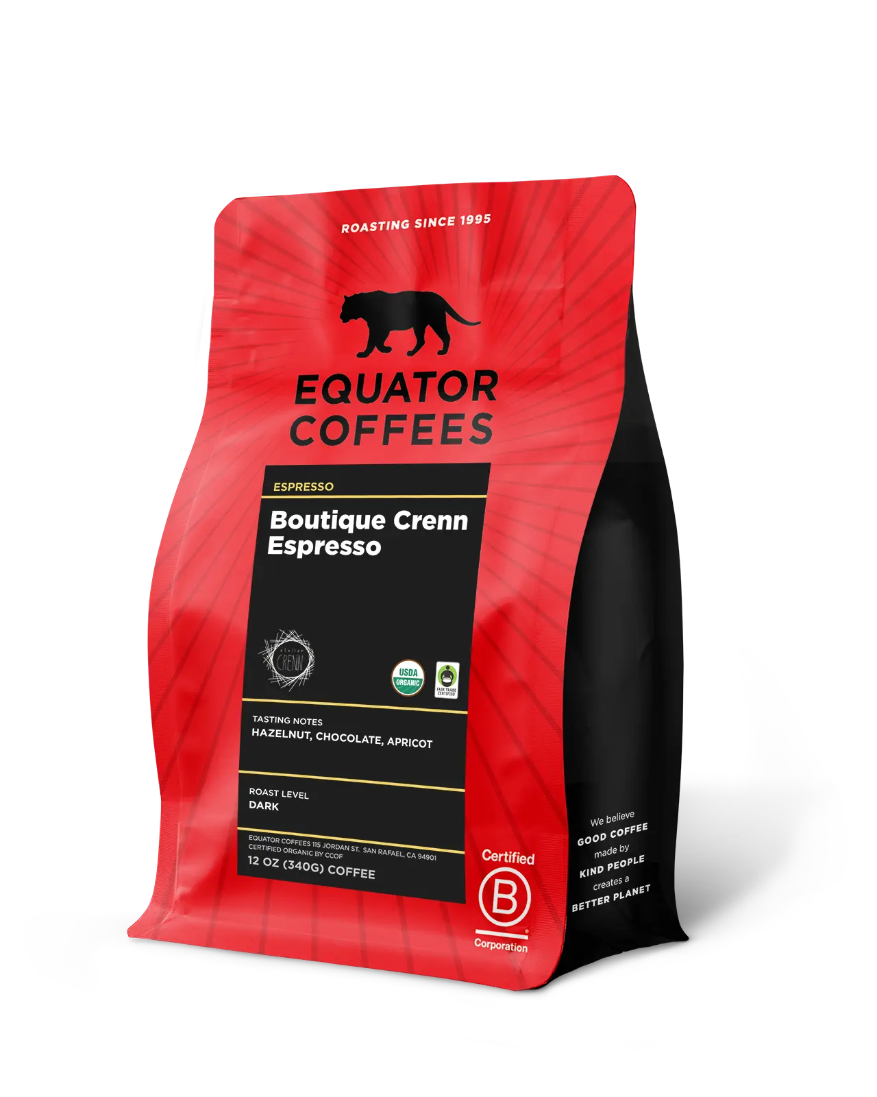 Boutique Crenn Espresso | Atelier Crenn Espresso | Dominique Crenn Espresso | Michelin Star Espresso | 12oz Bag of Whole Bean Espresso | Equator Coffees