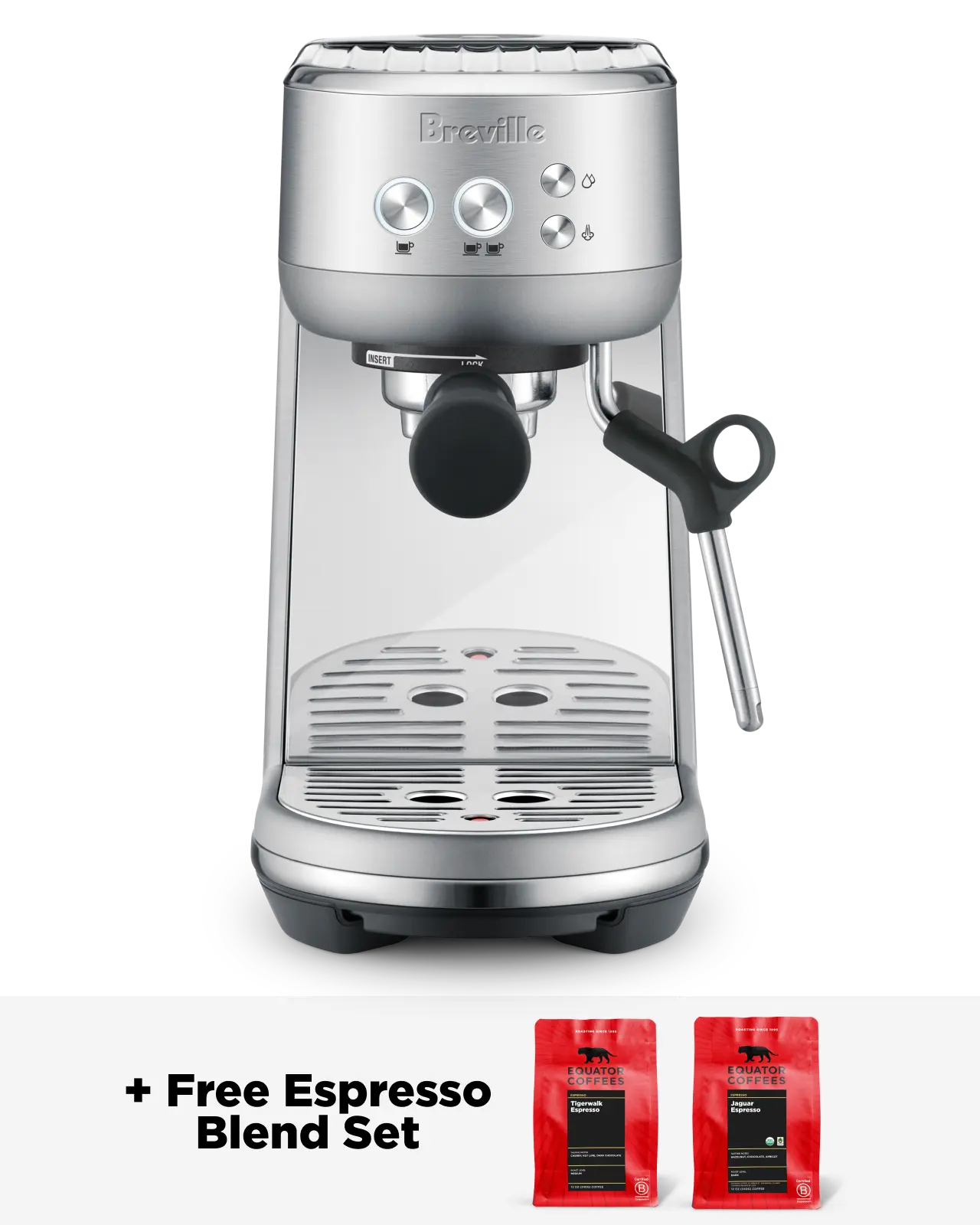 Breville Bambino Espresso Machine | Includes 2 bags of Equator coffee | Front of Machine | Equator Coffees