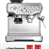 Breville Barista Express Espresso Machine | Includes two bags of Equator coffee | Front of machine | Equator Coffees