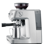 Breville Barista Express Espresso Machine | Side of Machine with Milk Pitcher for Frothing | Equator Coffees