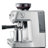 Breville Barista Express Espresso Machine | Side of Machine with Milk Pitcher for Frothing | Equator Coffees