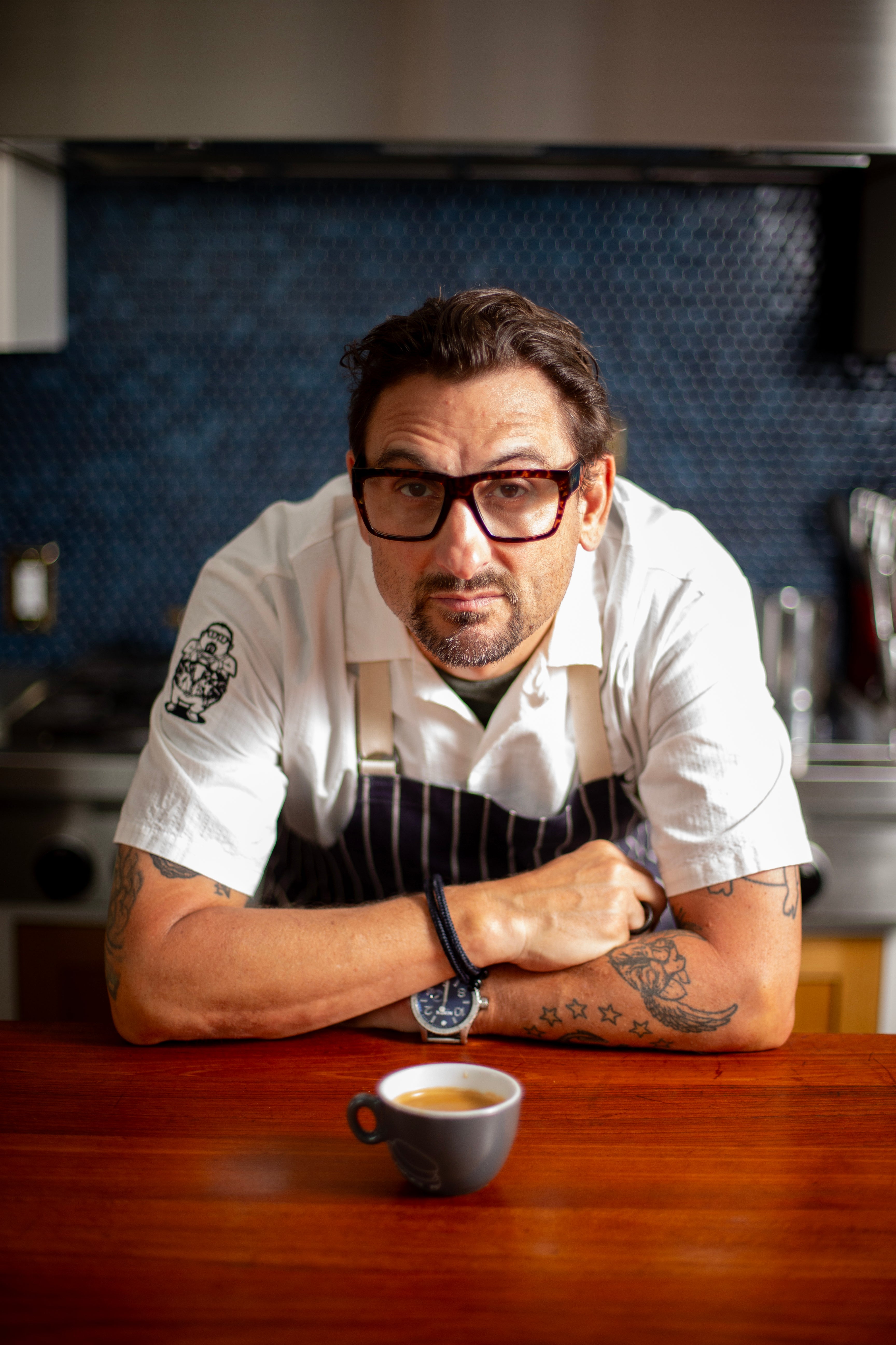 Chef Chris Cosentino in the kitchen with a cup of espresso | Equator Coffees