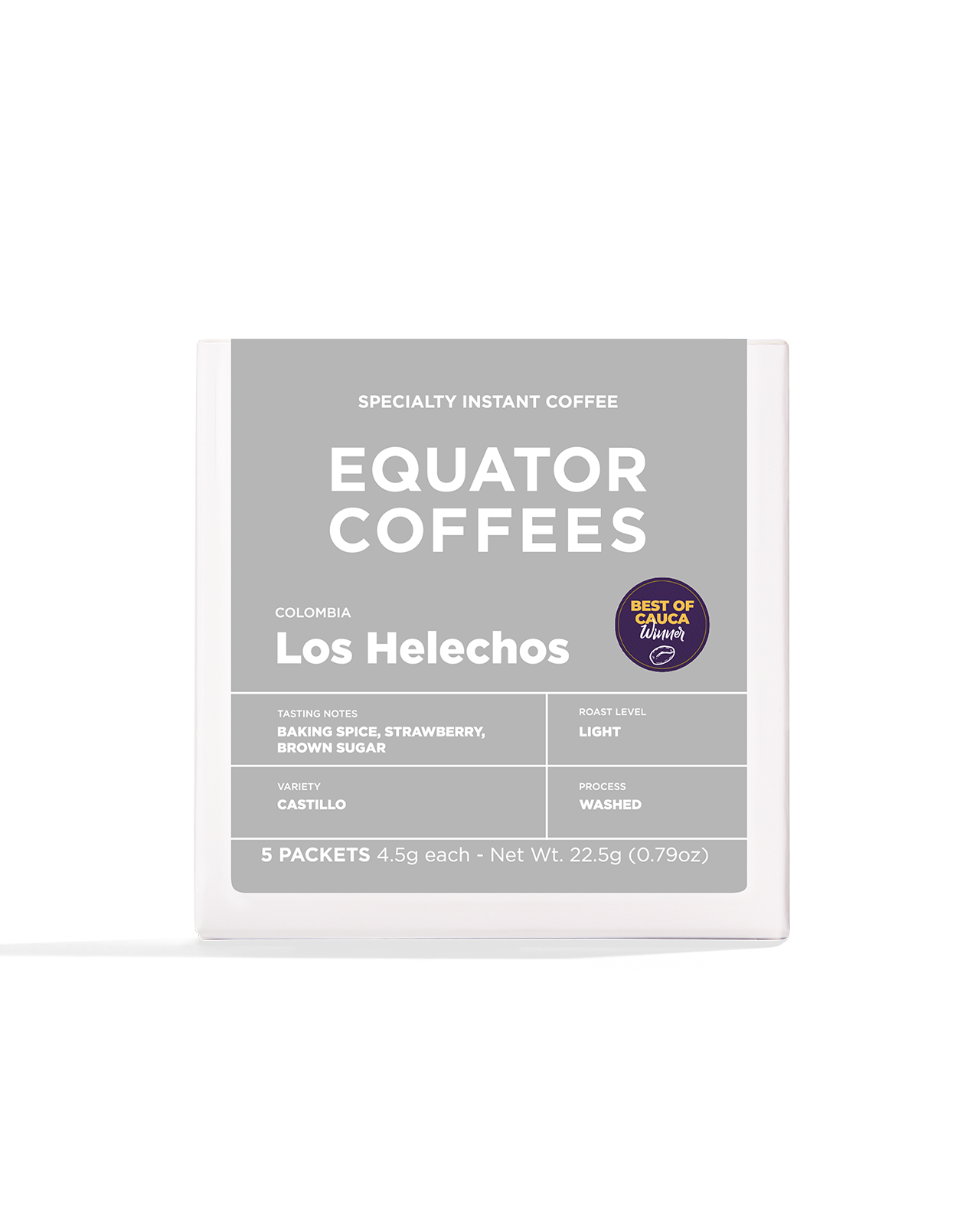 Colombia Los Helechos Specialty Instant Coffee | 5 count box of instant coffee | Equator Coffees
