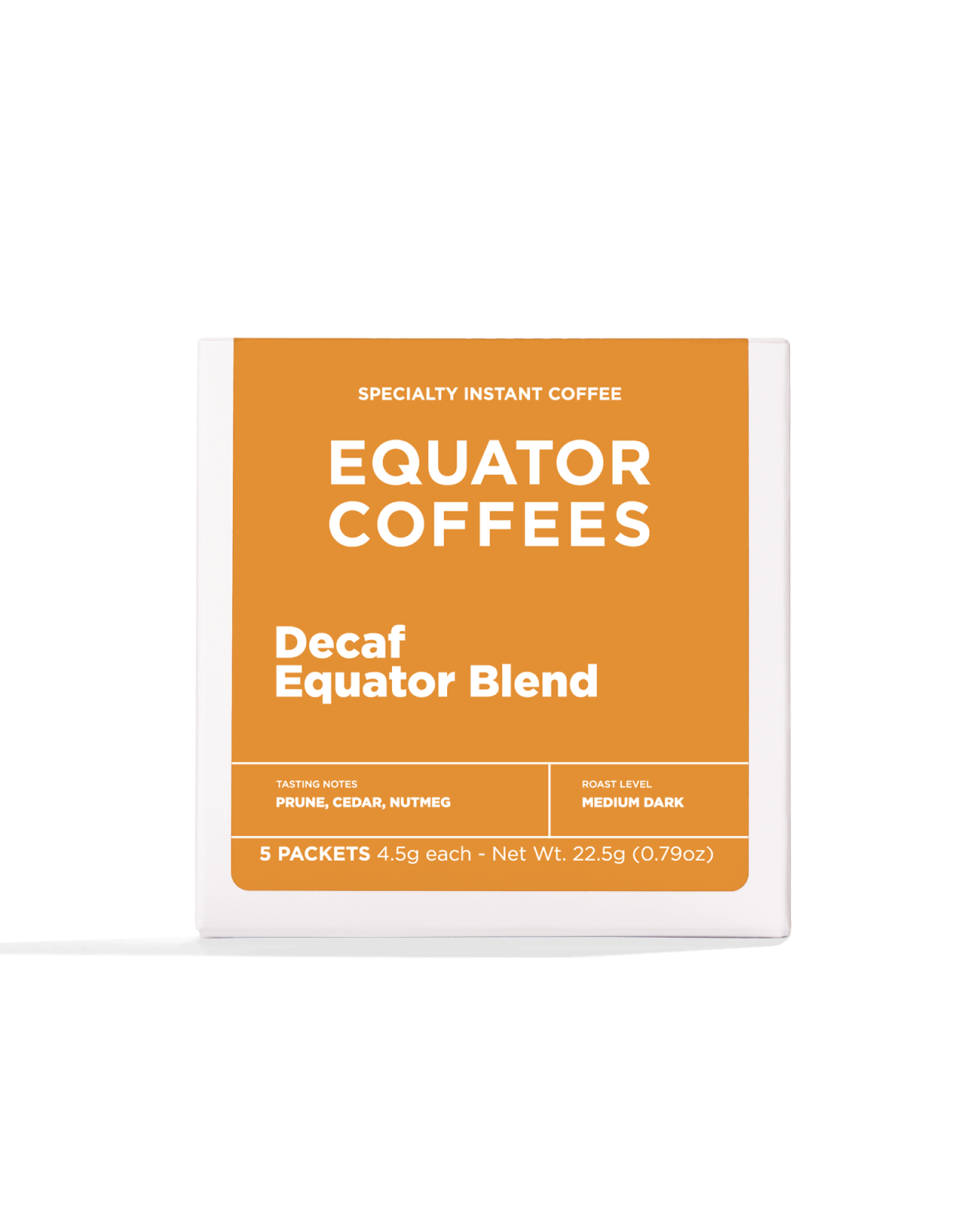 Decaf Equator Blend Instant Coffee Packets | Specialty Instant Coffee Packets | Contains 5 Instant Coffee Packs | Front of Package | Equator Coffees