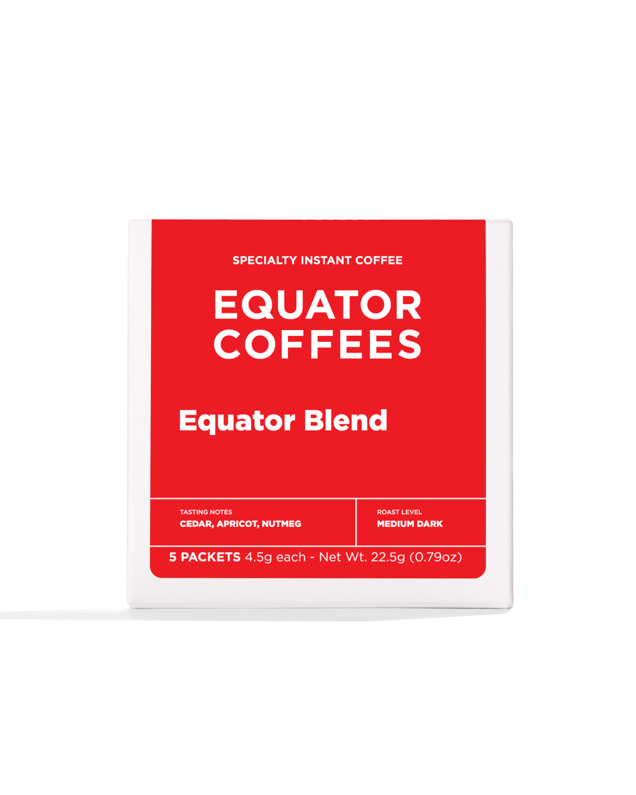 Equator Blend Instant Coffee Packets | Specialty Instant Coffee Packets | Contains 5 Instant Coffee Packs | Front of Package | Equator Coffees