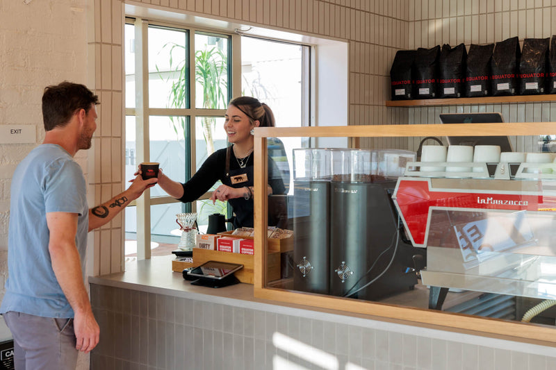 Placing an order at the Equator Coffees Laguna Beach Cafe | Equator Coffees