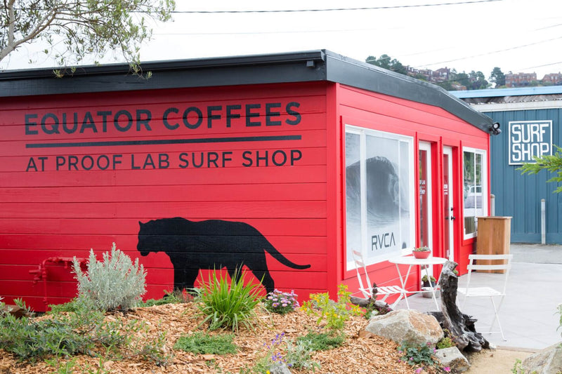 Front entrance of the Equator Coffees Proof Lab Cafe at Tam Junction in Mill Valley | Equator Coffees