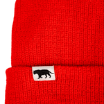 Close look at the design of our Red Waffle Beanie with the Equator Tiger in Black, made with care by Known Supply | Equator Coffees