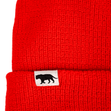 Close look at the design of our Red Waffle Beanie with the Equator Tiger in Black, made with care by Known Supply | Equator Coffees