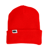 Red Waffle Beanie made from recycled cotton yarn by our friends at Known Supply | Equator Coffees