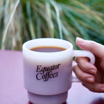 Preparing to sip freshly roasted coffee at a Marin cafe with the Equator Retro Milk Glass | Equator Coffees