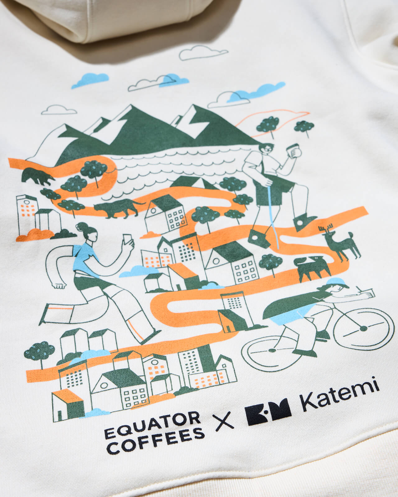 Equator in Motion Zip Hoodie | Katemi design of running, hiking, and biking in Marin | Equator Coffees