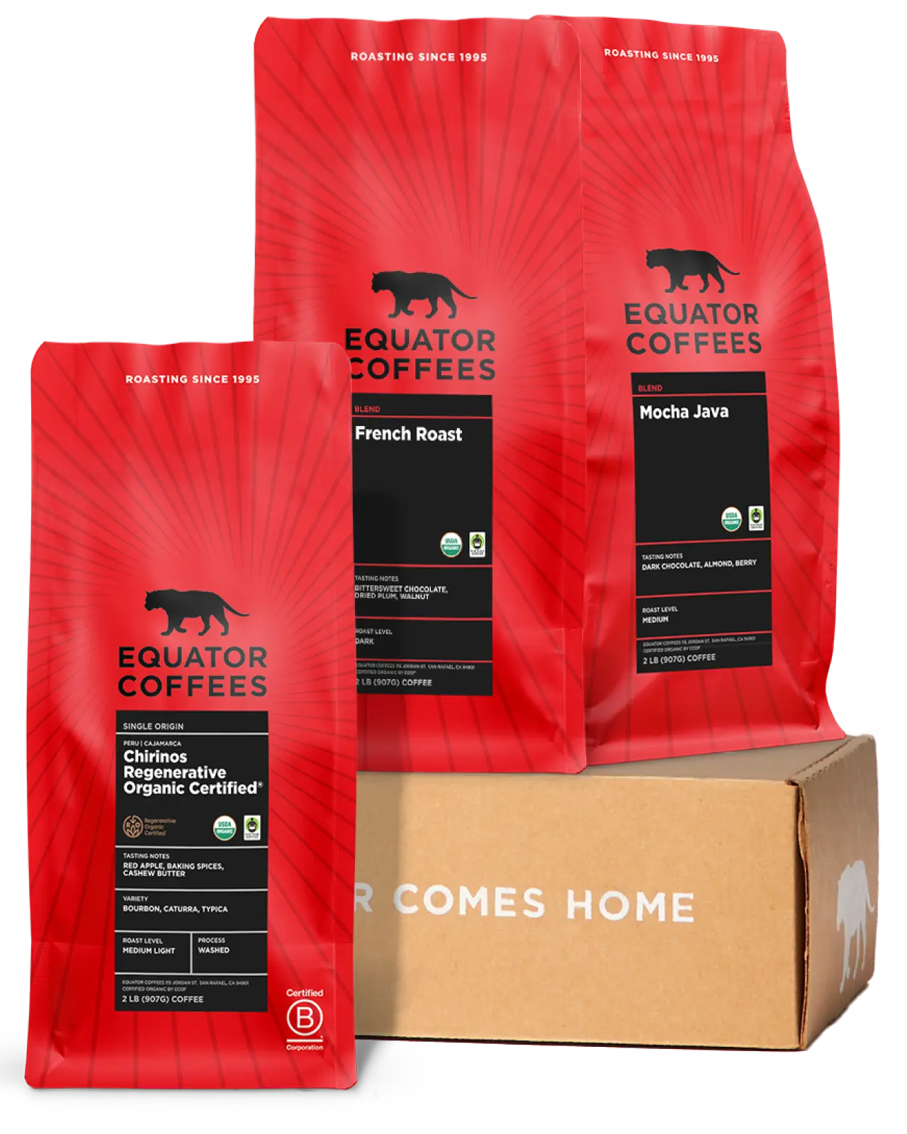 Fair Trade Coffee Set | Organic Coffee Set | Fair Trade Coffee Bundle | Organic Coffee Bundle | 4lb Fair Trade Coffee Gift | Organic Coffee Gift | Equator Coffees