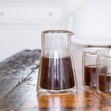 Fellow Stagg Double Wall Carafe | Fellow Coffee Carafe | Fellow Coffee Pitcher is ready to serve with two glass cups | Equator Coffees