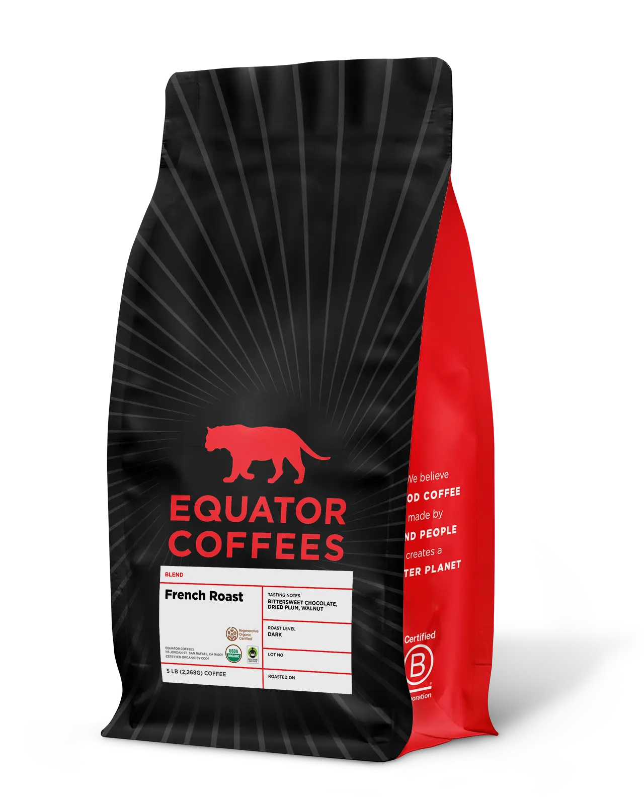 French Roast Blend | Dark Roast Coffee | 5lb Bag of Whole Bean Coffee | Equator Coffees