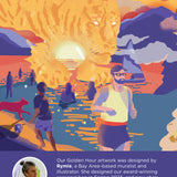 Golden Hour illustrated scene with a beach setting at sunset | Equator Coffees