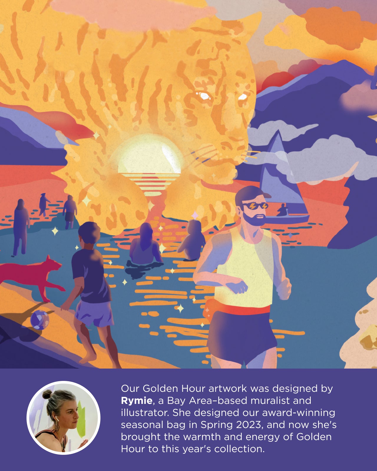 Golden Hour illustrated scene with a beach setting at sunset | Equator Coffees