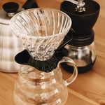 Hario V60 02 Glass Dripper Black |  Brewing Coffee  with Hand Grinder | Equator Coffees