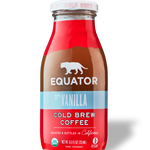 Hint of Vanilla Organic Cold Brew Coffee | Roasted and Bottled in California | Front of 8.5 fl oz bottle | Equator Coffees