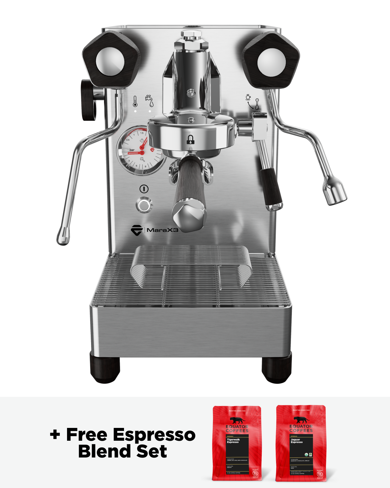Stainless Steel Lelit Mara X3 Espresso Machine with free Espresso Blend set | Equator Coffees