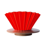Origami Dripper Set | Red Dripper with Wooden Holder for Pourover Coffee | Equator Coffees