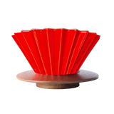 Origami Dripper Set | Red Dripper with Wooden Holder for Pourover Coffee | Equator Coffees