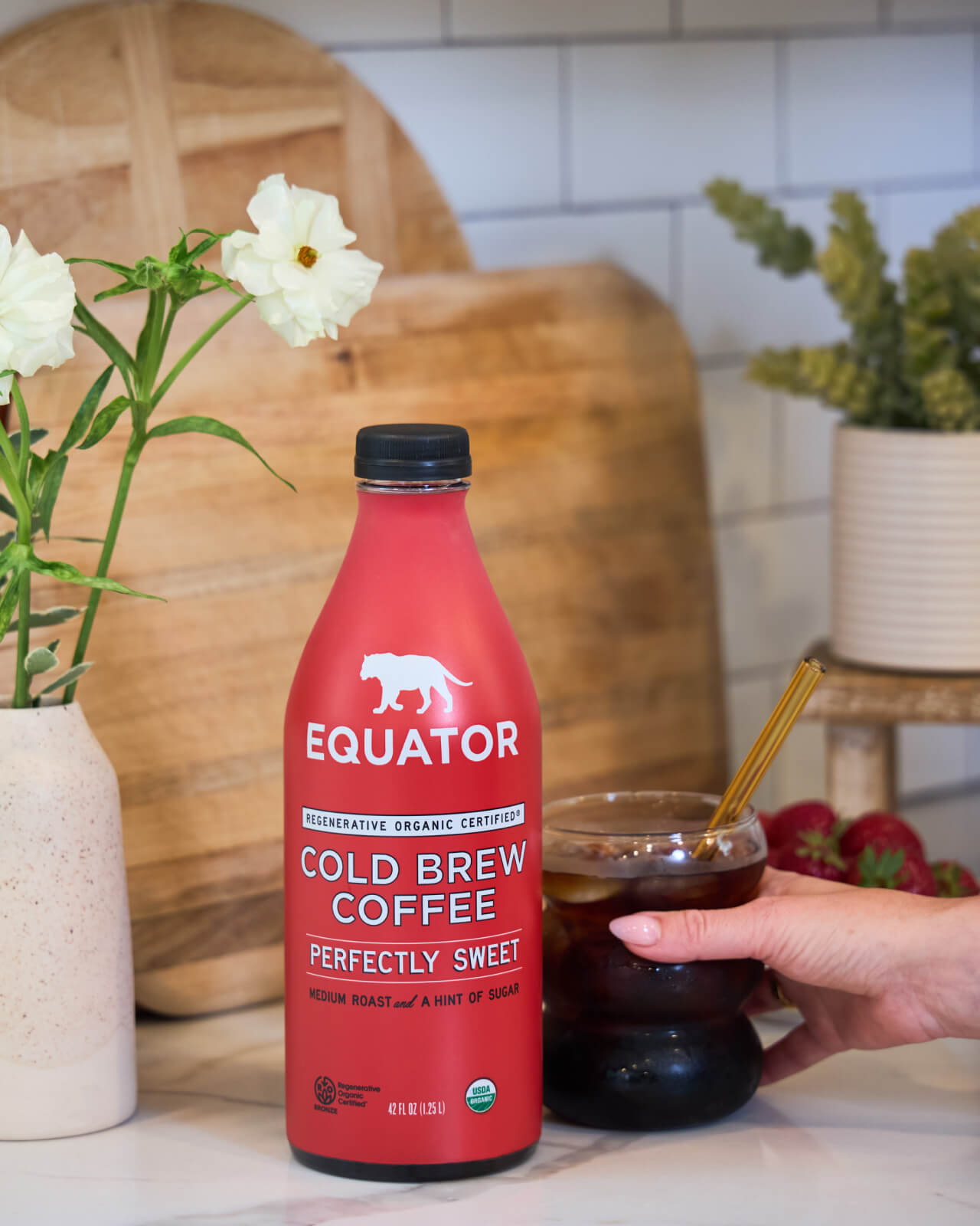Perfectly Sweet Organic Cold Brew Coffee | Served cold with a straw for easy sipping   | Equator Coffees