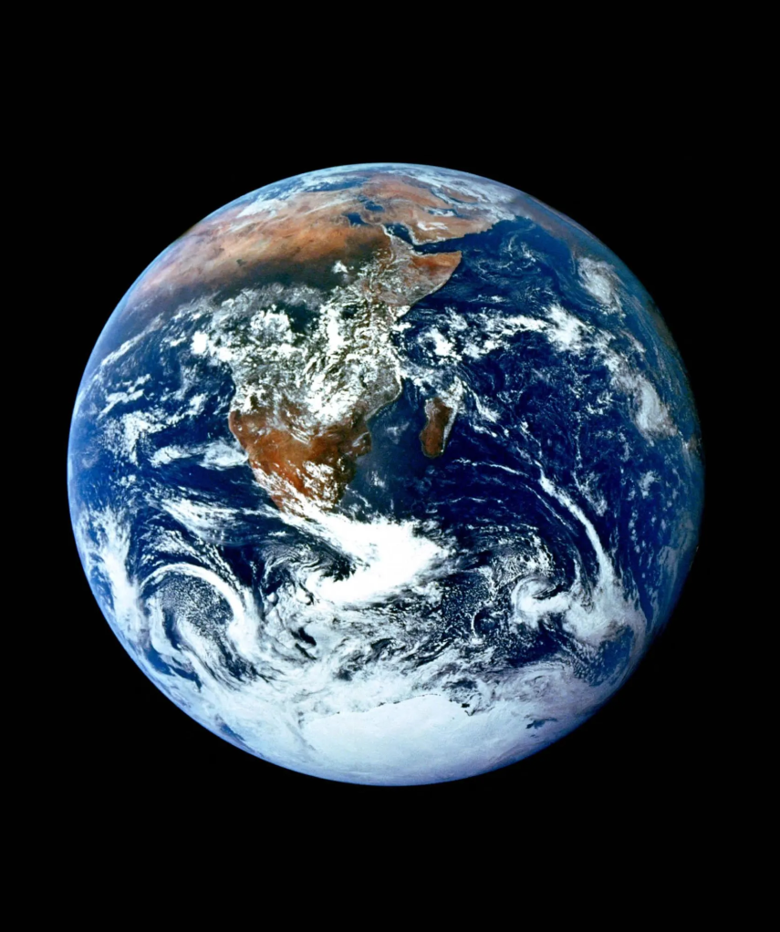 Full view of Earth from space on a black background