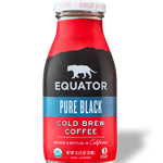 Pure Black Organic Cold Brew Coffee | Roasted and Bottled in California | Front of 8.5 fl oz bottle | Equator Coffees