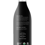 Smooth Black Organic Cold Brew Coffee | Medium Roast and Unsweetened | Back of 42 fl oz bottle | Equator Coffees
