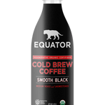 Smooth Black Organic Cold Brew Coffee | Medium Roast and Unsweetened | Front of 42 fl oz bottle | Equator Coffees
