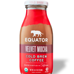 Velvet Mocha Organic Cold Brew Coffee | Roasted and Bottled in California | Front of 8.5 fl oz bottle | Equator Coffees